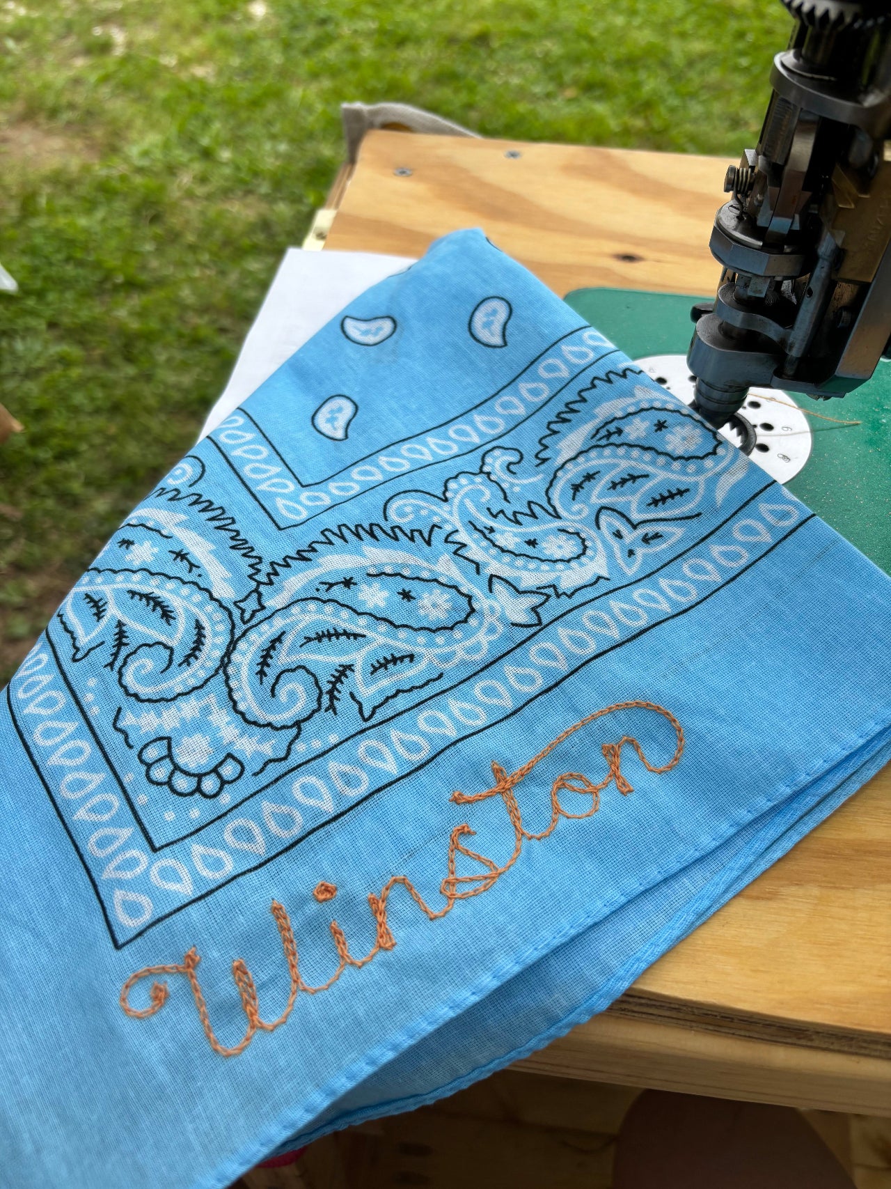 Custom chainstitched dog bandana