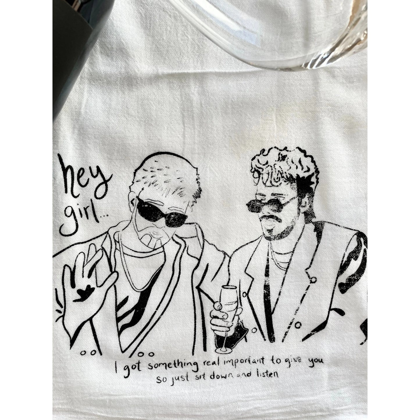 Dick In a Box Andy Samberg Justin Timberlake SNL Classic Digital Short Funny Comedy Screenprinted Tea Towel