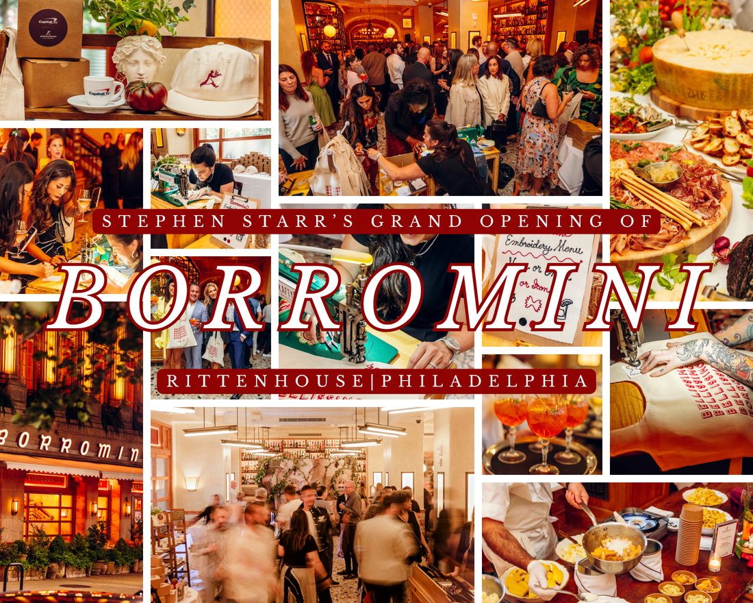 Live chainstitch embroidery at Borromini, Rittenhouse, Philadelphia for their grand opening by That Crafty One.