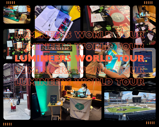 Live chainstitch embroidery by That Crafty One at Citizens Bank Park for the Lumineers World Tour.