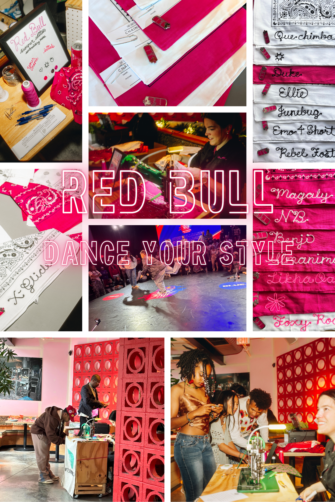 That Crafty One does live chainstitch embroidery for Red Bull's dance your style event at LMNO restaurant in Fishtown, Philadelphia.