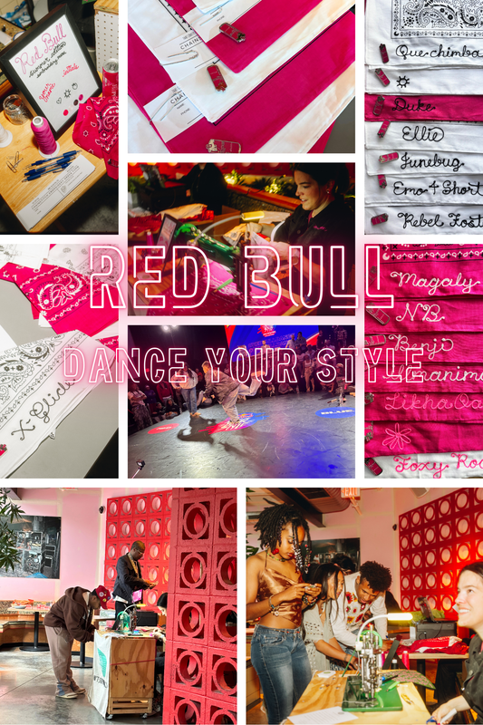 That Crafty One does live chainstitch embroidery for Red Bull's dance your style event at LMNO restaurant in Fishtown, Philadelphia.