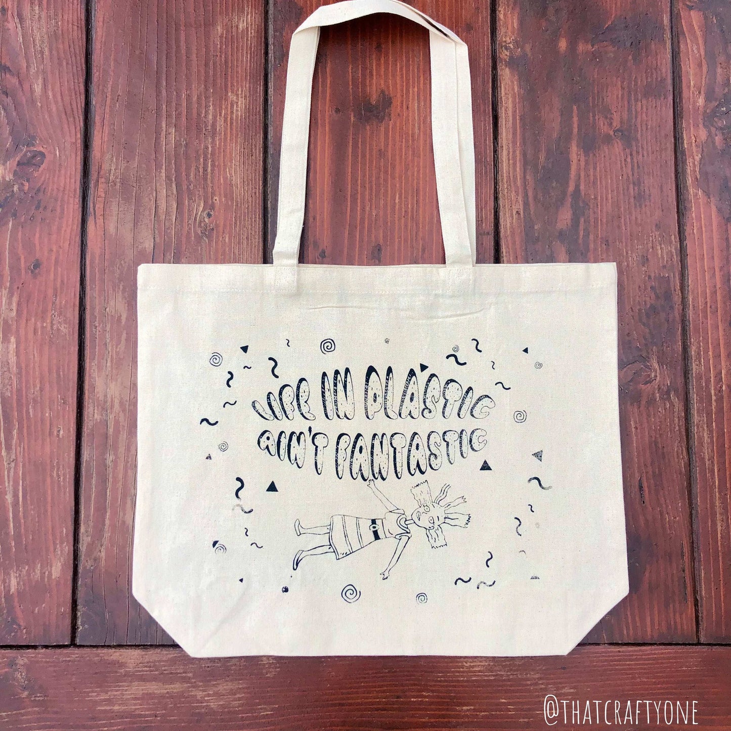 Life In Plastic Cynthia Rugrats Nickelodeon 90s Tote Bag, Canvas Bag, Market Tote, Grocery Bag, 100% Cotton Natural