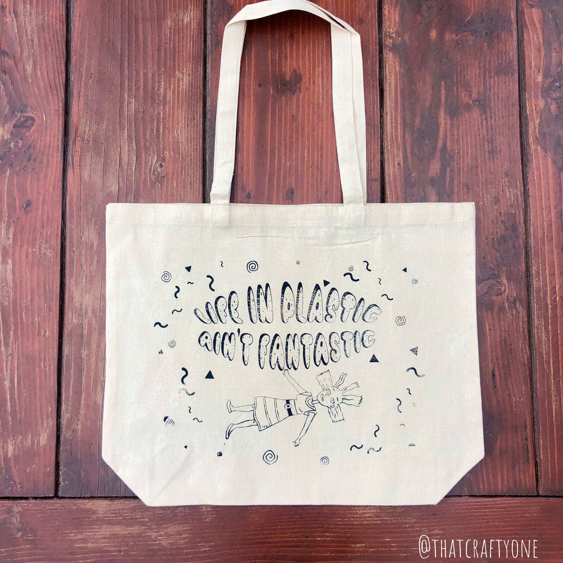 Life In Plastic Cynthia Rugrats Nickelodeon 90s Tote Bag, Canvas Bag, Market Tote, Grocery Bag, 100% Cotton Natural