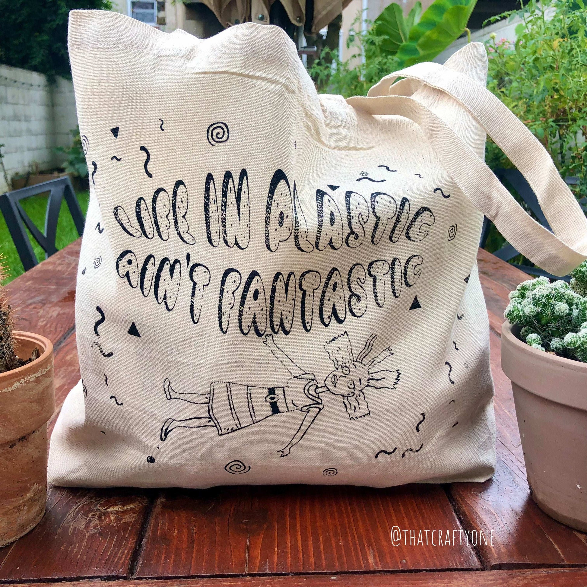 Life In Plastic Cynthia Rugrats Nickelodeon 90s Tote Bag, Canvas Bag, Market Tote, Grocery Bag, 100% Cotton Natural