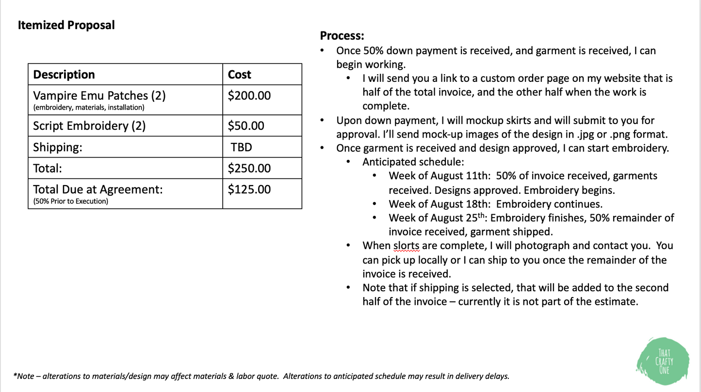 Custom Inquiry for Kymara - Vampire Emu Embroidery (2 of 2)