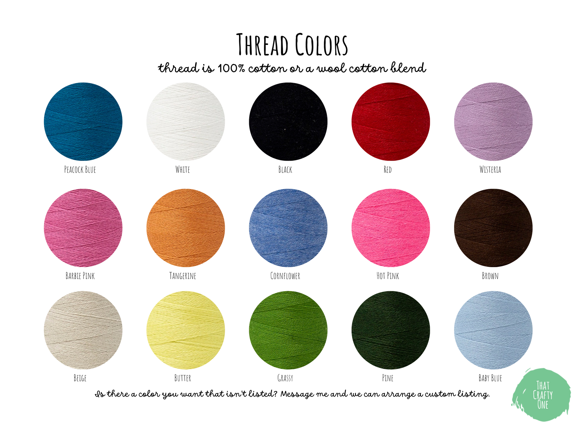 Thread color choices for customized chainstitched bandana