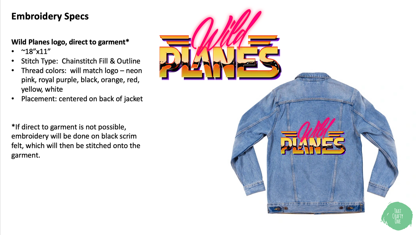 Custom Embroidery Services for Briana - Wild Planes Jacket (1 of 2)