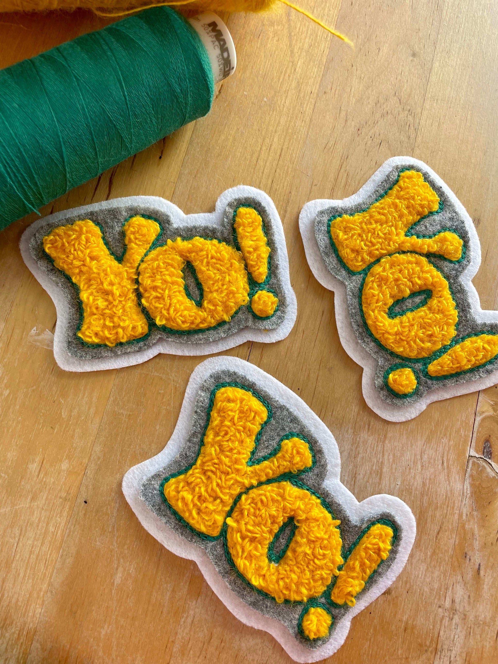 Handmade Handcranked Chainstitch Embroidered YO! Philly Chenille Vintage Patch