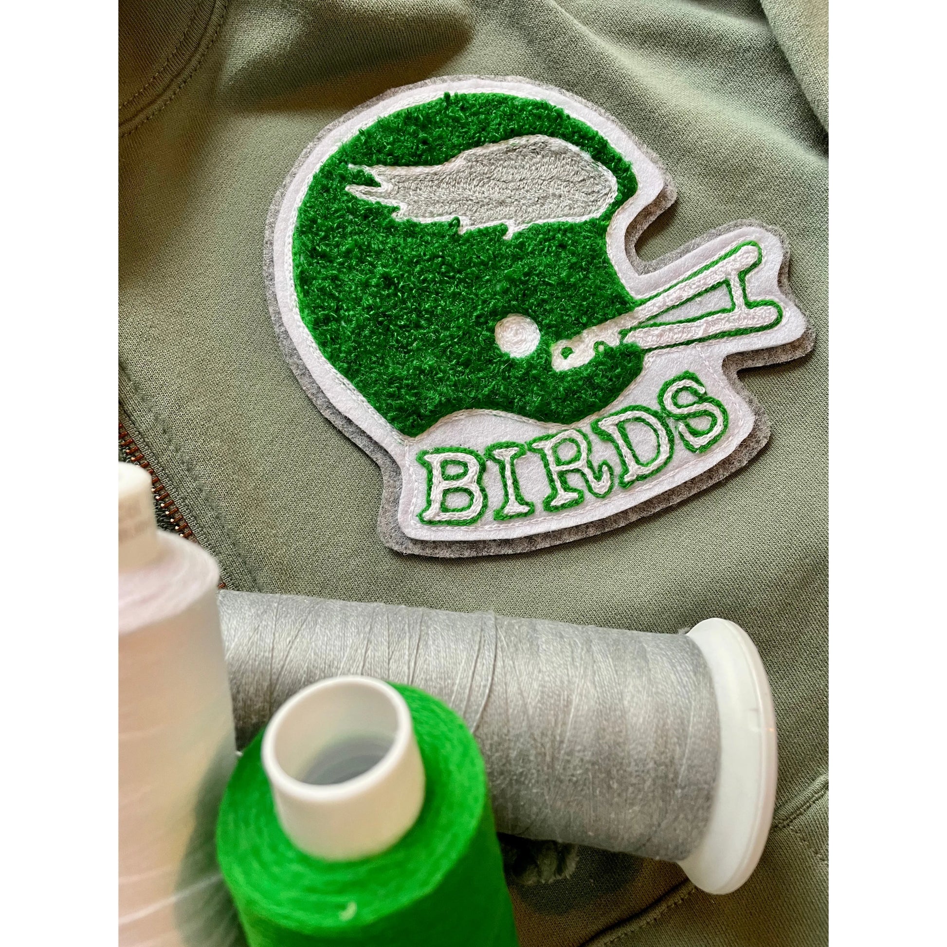 Philadelphia Eagles Go Birds Philly sports Chenille football helmet patch kelly green.