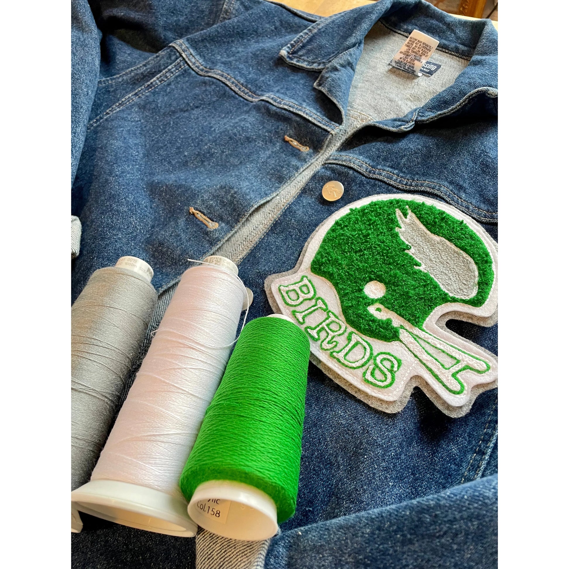 Philadelphia Eagles Go Birds Philly sports Chenille football helmet patch kelly green.