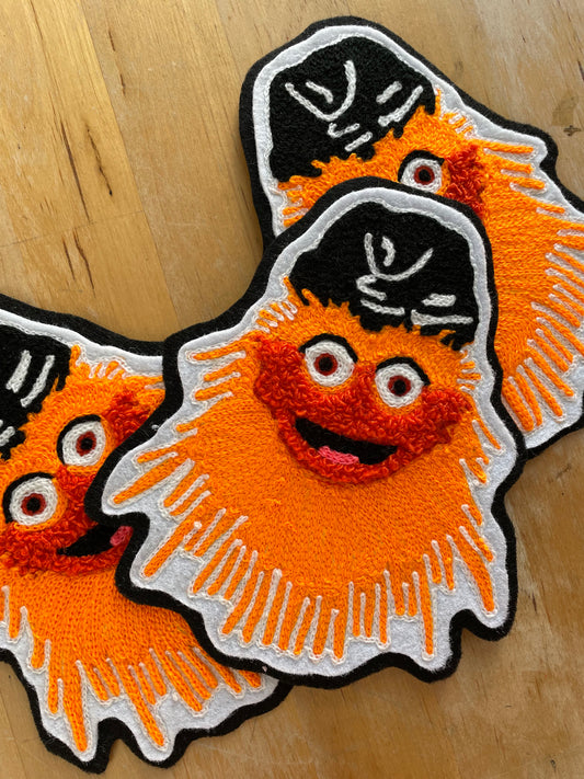 Handmade chainstitch embroidered Philadelphia Flyers Gritty Patch made locally