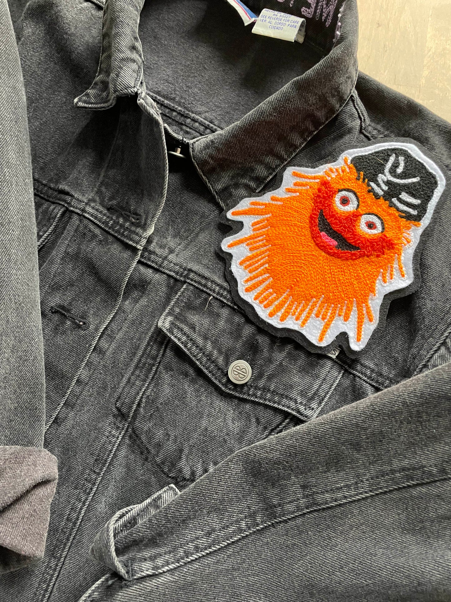 Handmade chainstitch embroidered Philadelphia Flyers Gritty Patch made locally
