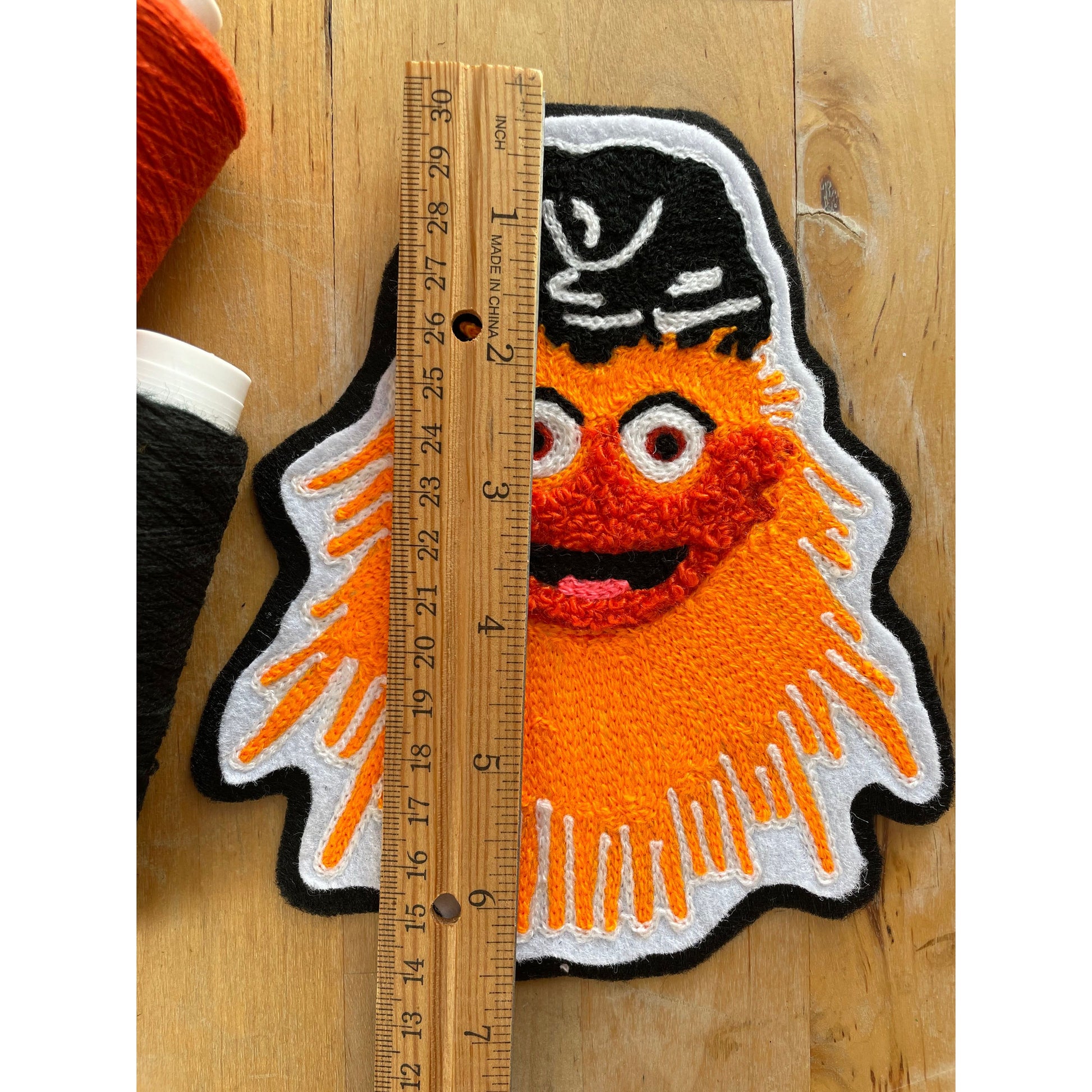 Handmade chainstitch embroidered Philadelphia Flyers Gritty Patch made locally