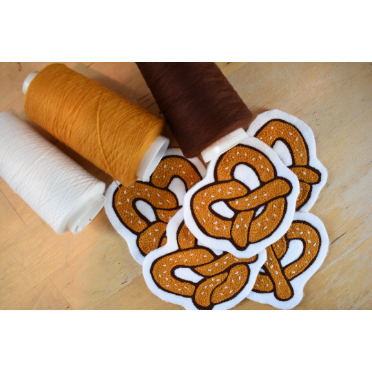 Philadelphia soft pretzel chainstitch embroidered patch