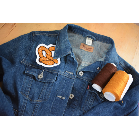 Philadelphia soft pretzel chainstitch embroidered patch