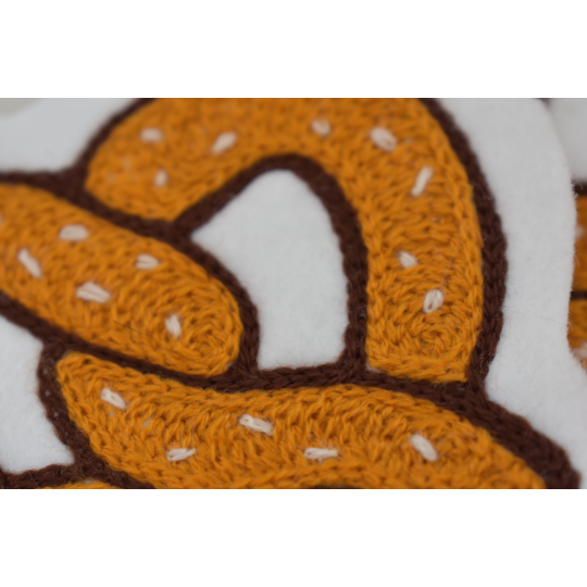 Philadelphia soft pretzel chainstitch embroidered patch