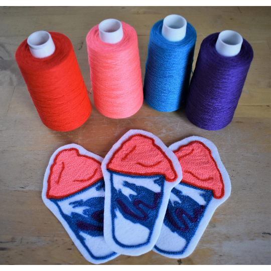 Chainstitch embroidered John's Water Ice custom made patch for South Philadelphia, John's Water Ice