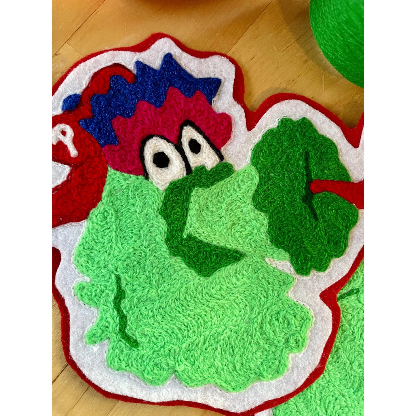 Handmade Handcranked Chainstitch Embroidered Philly Phanatic Patch - Philadelphia Phillies Baseball FanGear World Series
