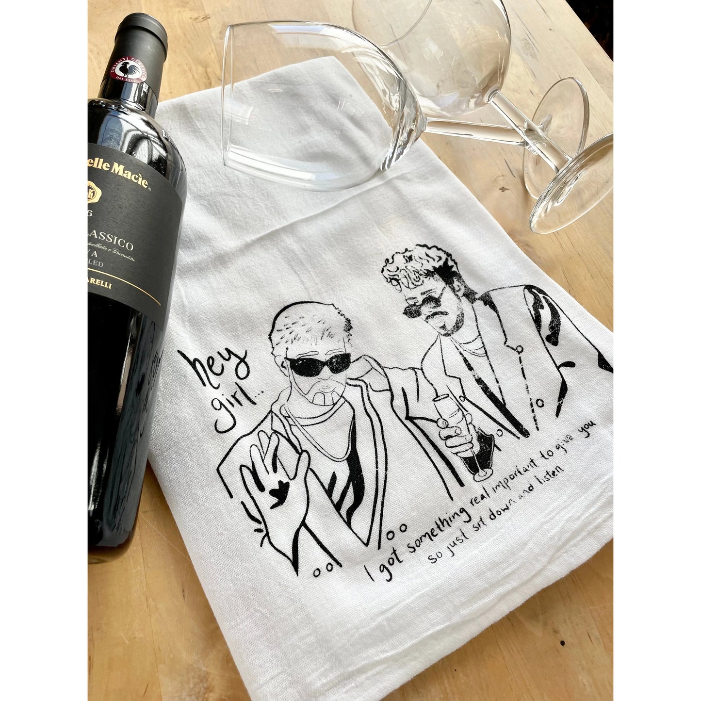 Dick In a Box Andy Samberg Justin Timberlake SNL Classic Digital Short Funny Comedy Screenprinted Tea Towel