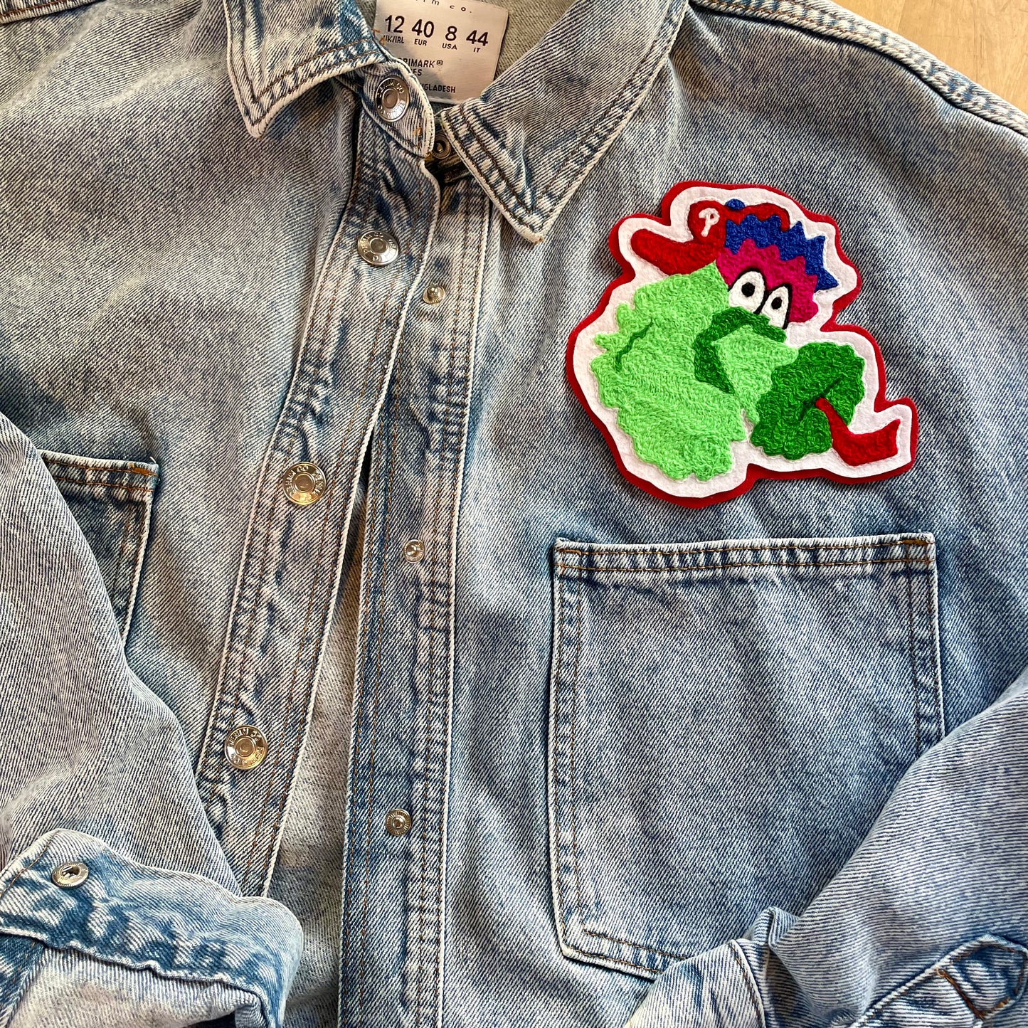 Handmade Handcranked Chainstitch Embroidered Philly Phanatic Patch - Philadelphia Phillies Baseball FanGear World Series